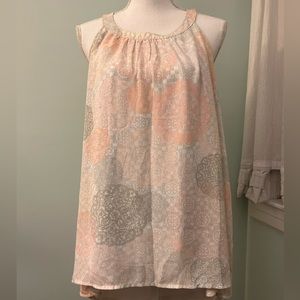 Torrid Hi-Low Sleeveless Pink/White/Grey Blouse